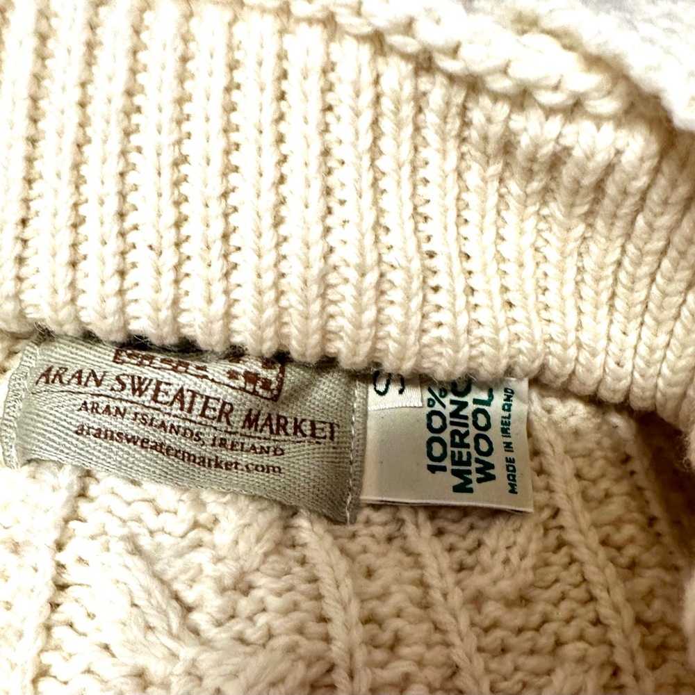 Merino hooded Aran sweater coat / tunic / sweater  - small - Picture 8 of 10